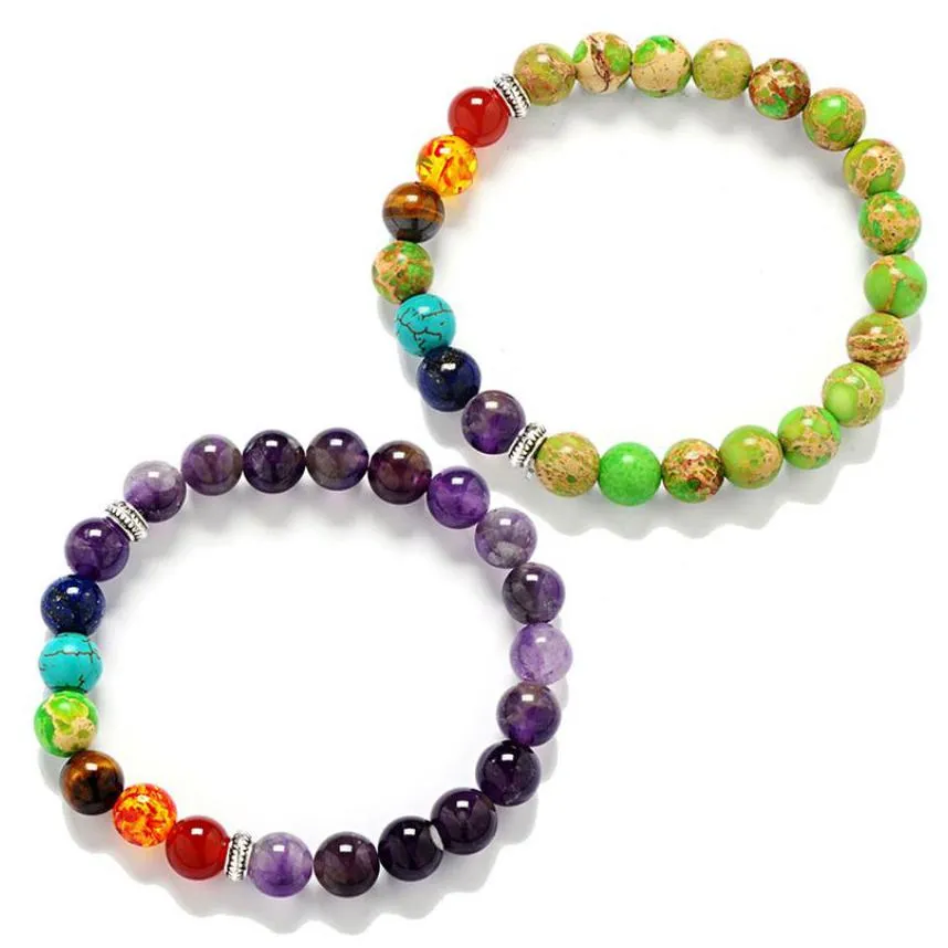 update gemstone round beads natural stone stretch yoga chakra reiki bracelets amethyst turquoise bracelet fashion jewelry for women