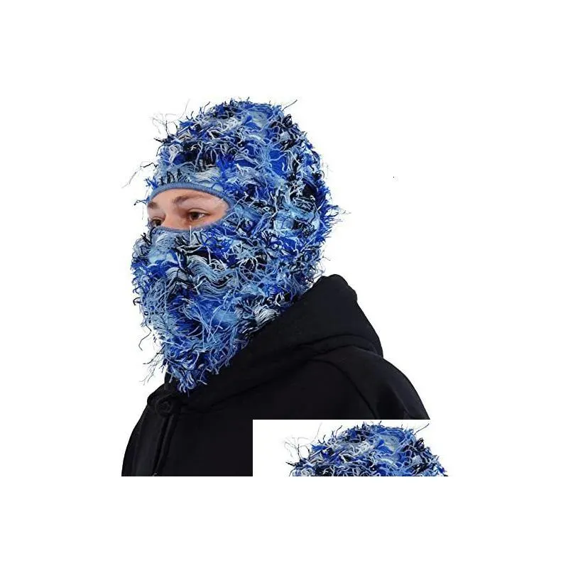 beanieskull caps hip hop full face balaclava distressed knitted ski mask sheisty 230529