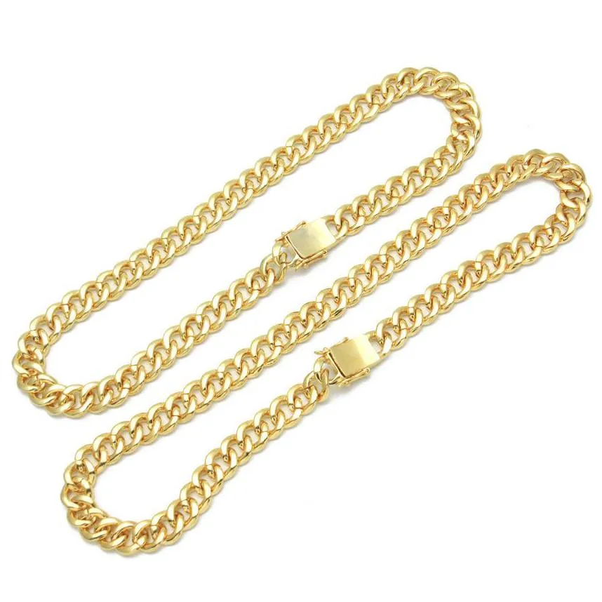 16-24inch zircon cuban link chain nekclace bling hip hop jewelry set 18k gold diamond buckle link chains necklaces for men will and sandy drop ship