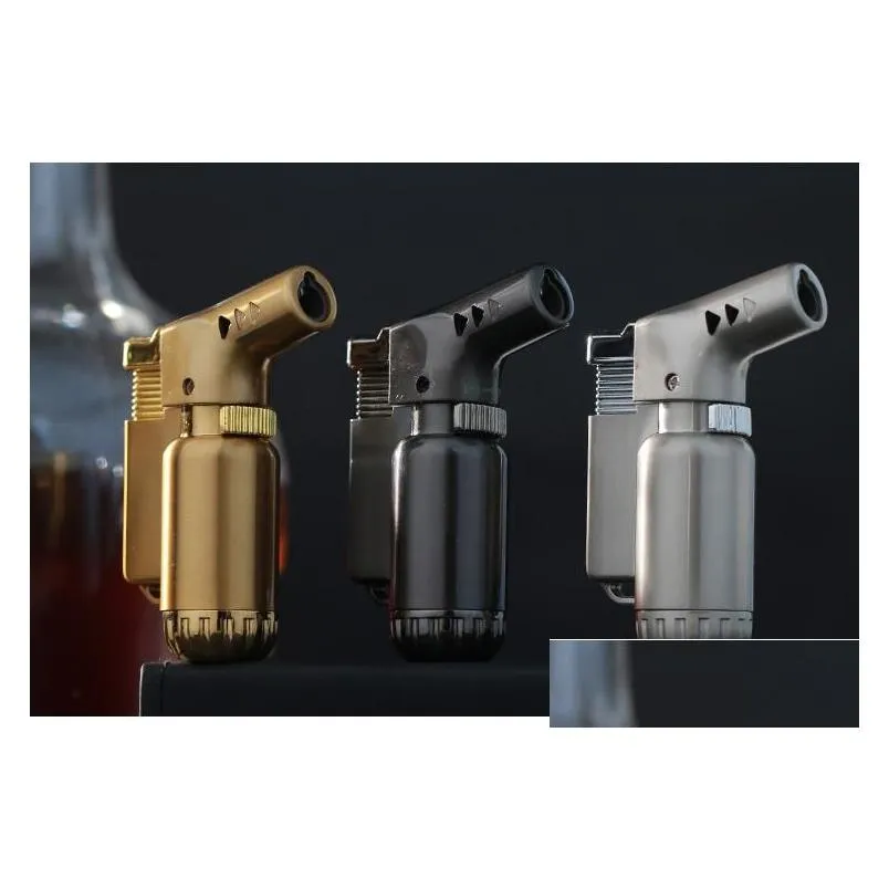 metal windproof butane gas lighter metal cigar cigarette lighter mini refillable  flame torch dabs  butane torch dhs 