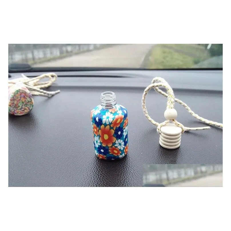 wholesale perfume bottle polymer clay empty perfume glass  oils diffusers fashion car pendant car hanging ornament packing bottles