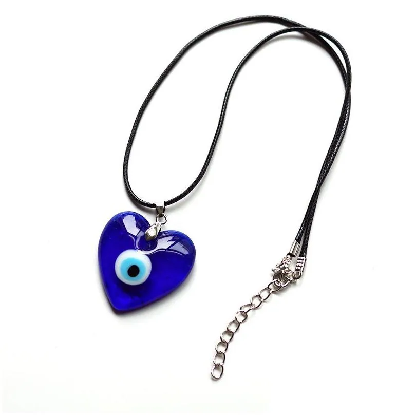 30mm coloured glaze blue evil eye necklaces fashion lucky turkish key necklace for friend jewelry gift