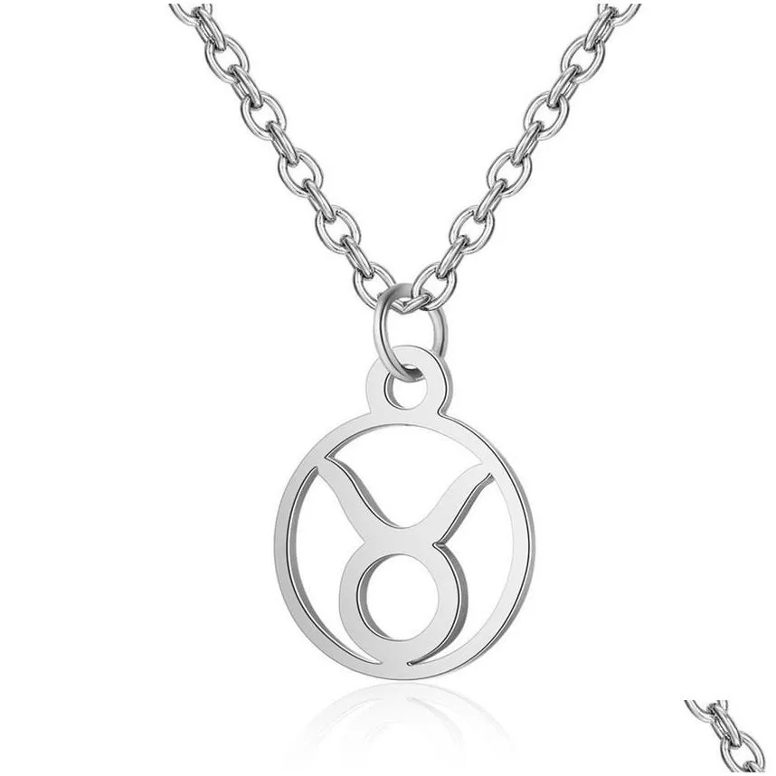 constell pendant stainless steel necklaces silver gold coin horoscope sign necklace chains for women men fashion jewelry will and