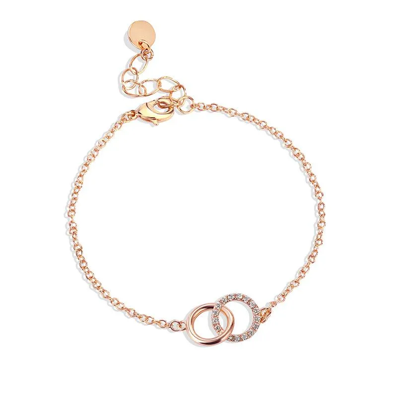 b0075 accessories copper plated gold diamond set round bracelet womens european and american double ring bracelet