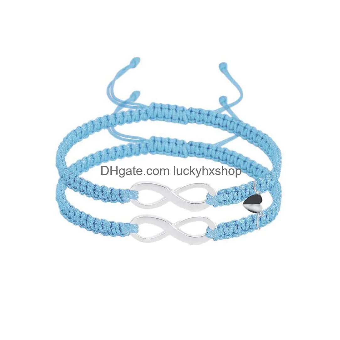 infinity lucky bracelet braided adjustable two-pack love magnetic couple bracelet