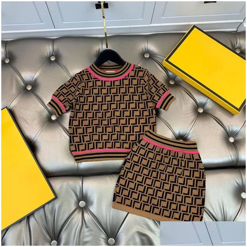 designer baby girls clothes sets kids luxury clothing suits summer short sleeve childrens classic skirts set high quality