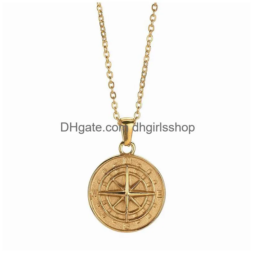 vintage compass pendant necklace personalized mens hip hop necklaces fashion accessories