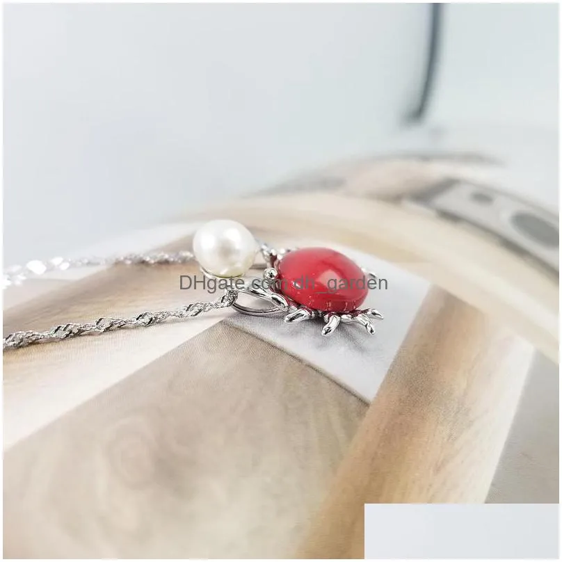 simple heart-shaped angel pearl pendant necklace female s925 pure silver delicate diy empty bracket mount clavicle chain accessories