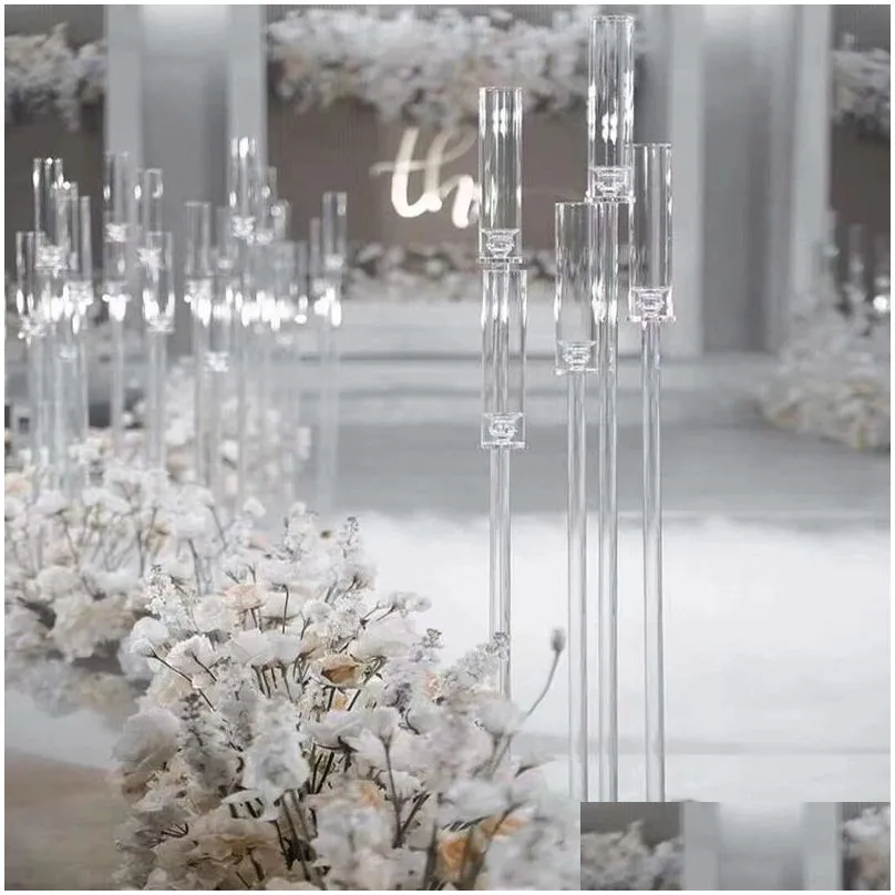 fashion wedding decoration centerpiece candelabra clear candle holder acrylic candlesticks for event party supplies 10 pcs