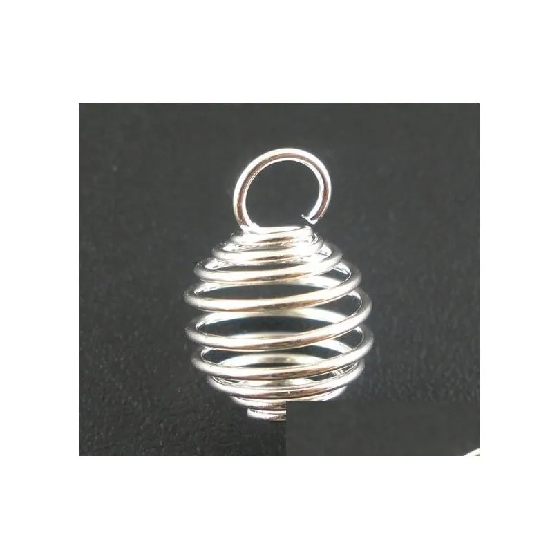 silver plated spiral bead cages charms pendants findings 9x13mm jewelry making diy276b