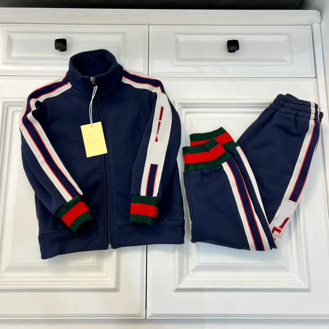 Brand kids Tracksuits Side stripe stitching baby clothes boy jacket suit Size 110-160 Autumn coat and pants Nov05