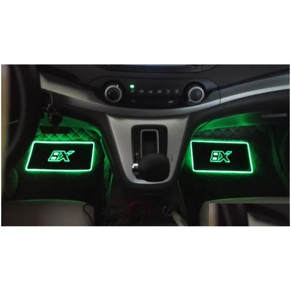 pampse 4pcs car interior atmosphere lamp floor mats led decorative lamp app control colorful flashing light rgb with remote
