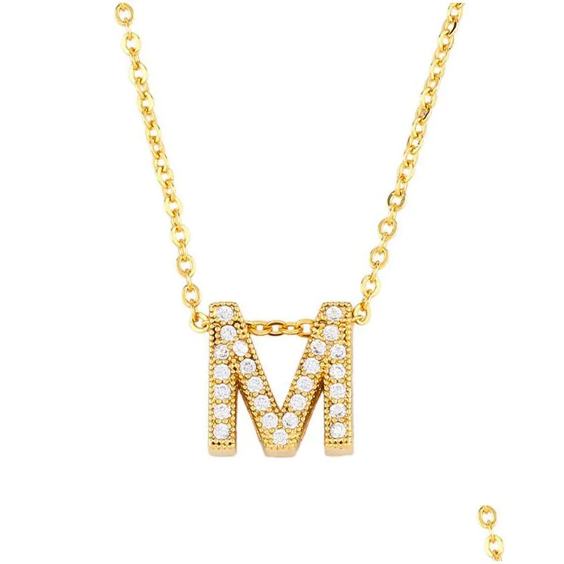 women 18k gold crystal necklace english initial chains letter pendant necklaces fashion jewelry will and sandy gift