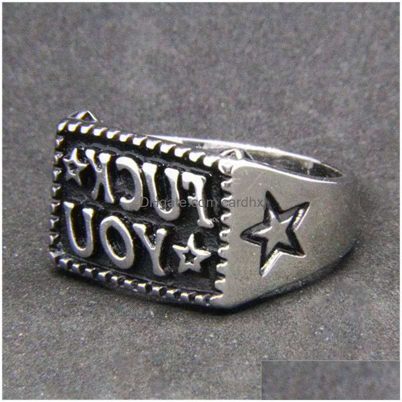 5pcslot fk you star ring 316l stainless steel fashion jewelry biker hip style2991162