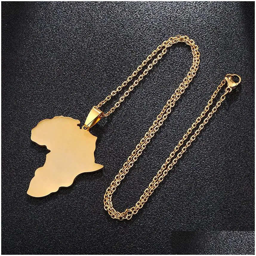 mens africa map necklace stainless steel maps pendant necklaces gold chains hip hop fashion jewelry for women man will and sandy