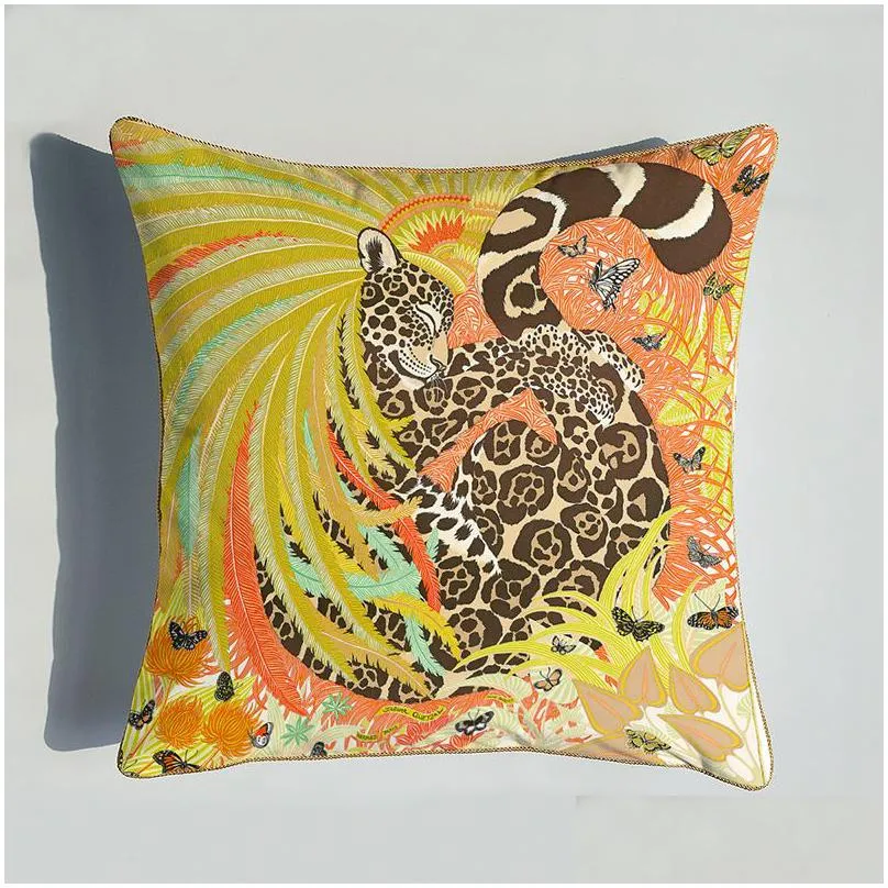 double-sided printing luxury pillow cases beautiful velvet decoration thin edge sofa orange square cushion cover waist pillow case