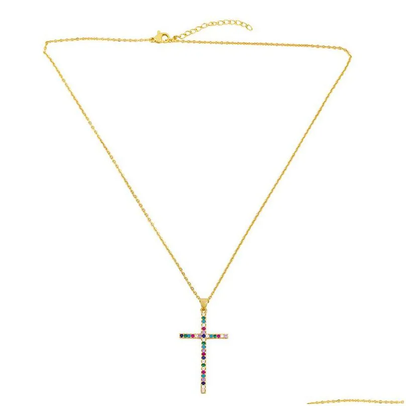 crystal cross pendant necklace 18k gold zircon necklaces chains diamond women mens fashion jewelry will and sandy