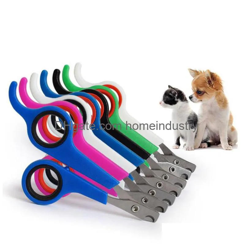 stainless steel pet nail clipper dog grooming supplies dogs cats nail scissors trimmer for pets health 10 color wholesale