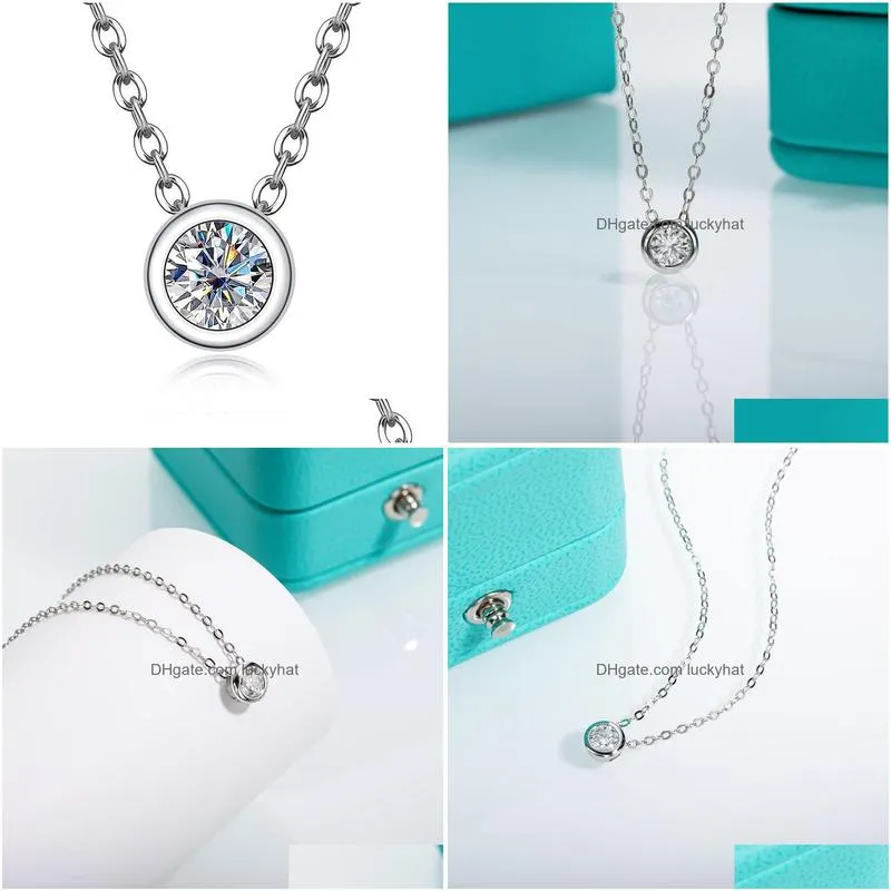 anujewel 4mm 0 3ct d color round brilliant cutting 18k gold plated 45cm 925 sterling silver necklaces wholesale 220722