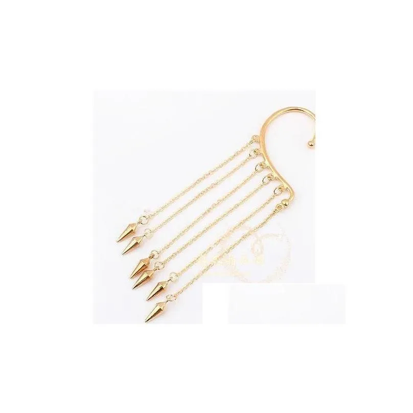 european and american punk designer earless lug with fashional and orignal bullet long tassels ear cuff gd124