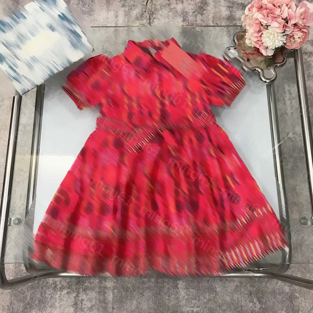 23ss Princess dresses summer dress kids designer clothes girls Dress full color Logo lapel belt Short sleeve Dresses High quality kids