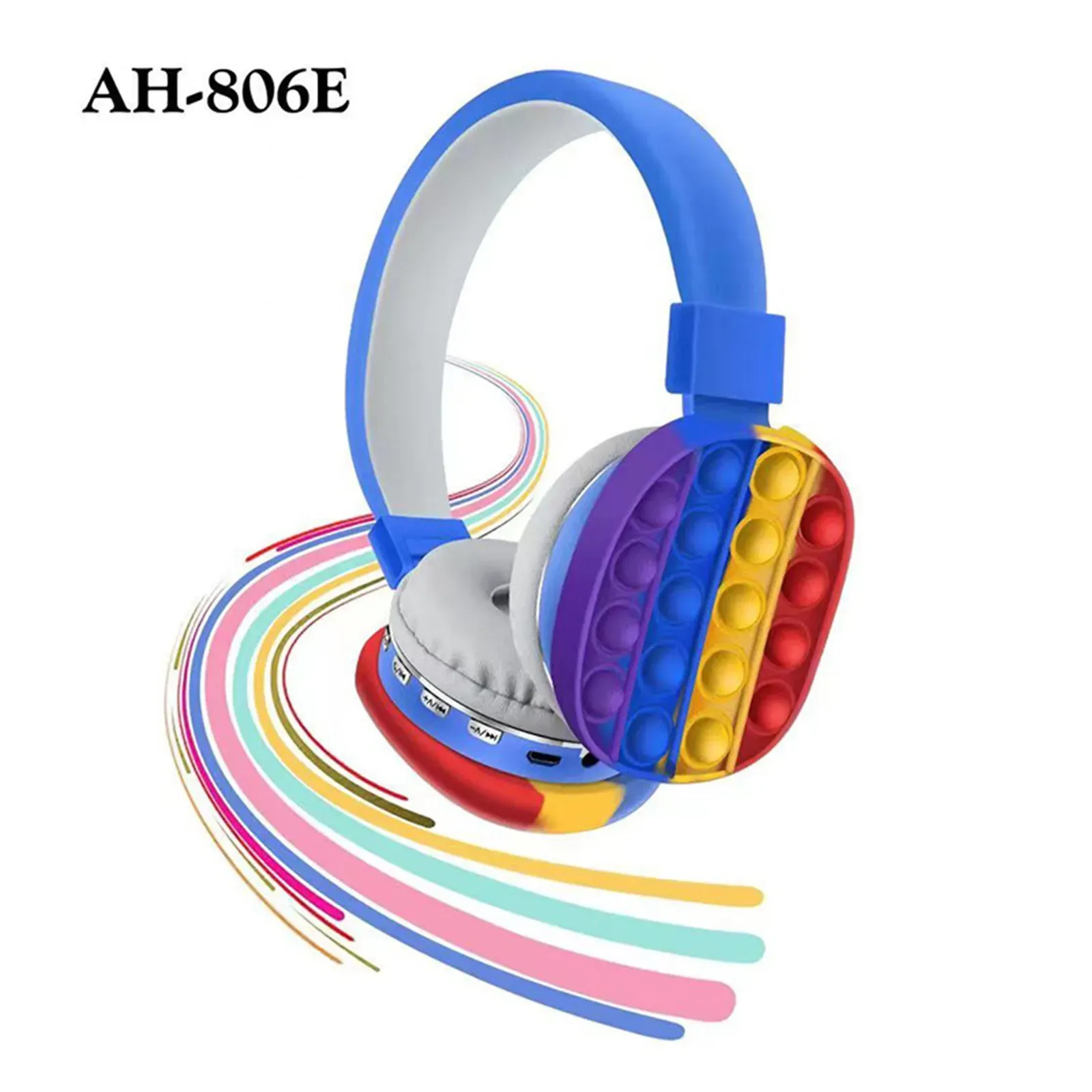 Toy Decompression Creative Silicone Stereo Headset Toy Fidget Wireless Headphone Tie Dye