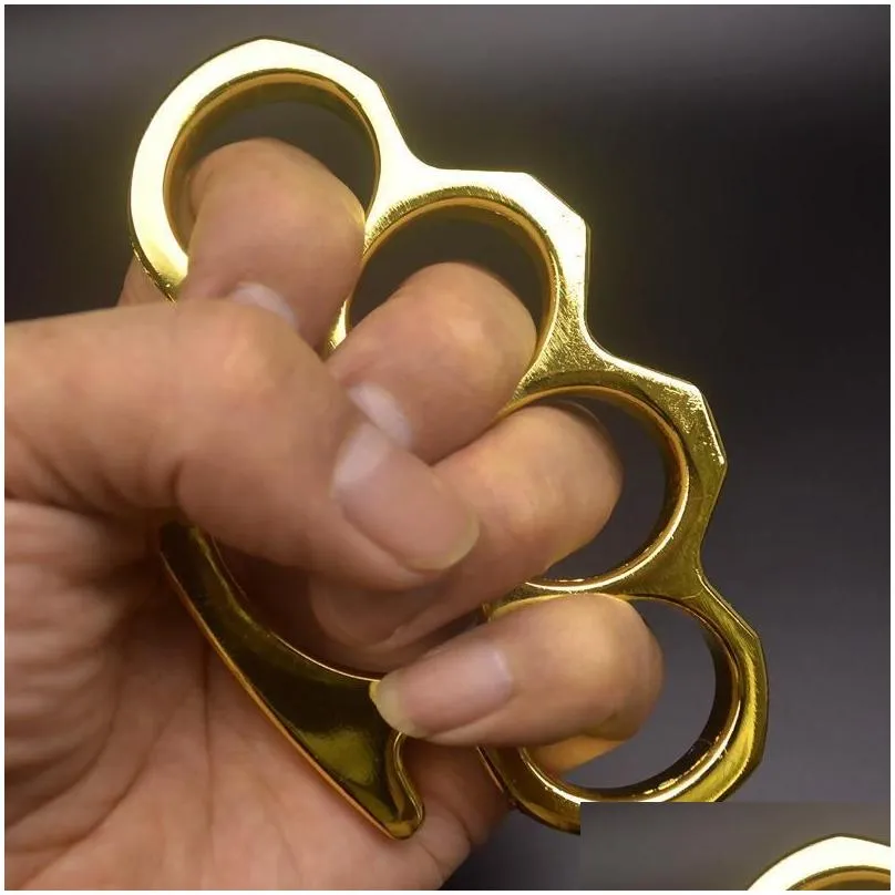 high quality metal four finger brass knuckle duster outdoor camping self defense portable edc ring tool