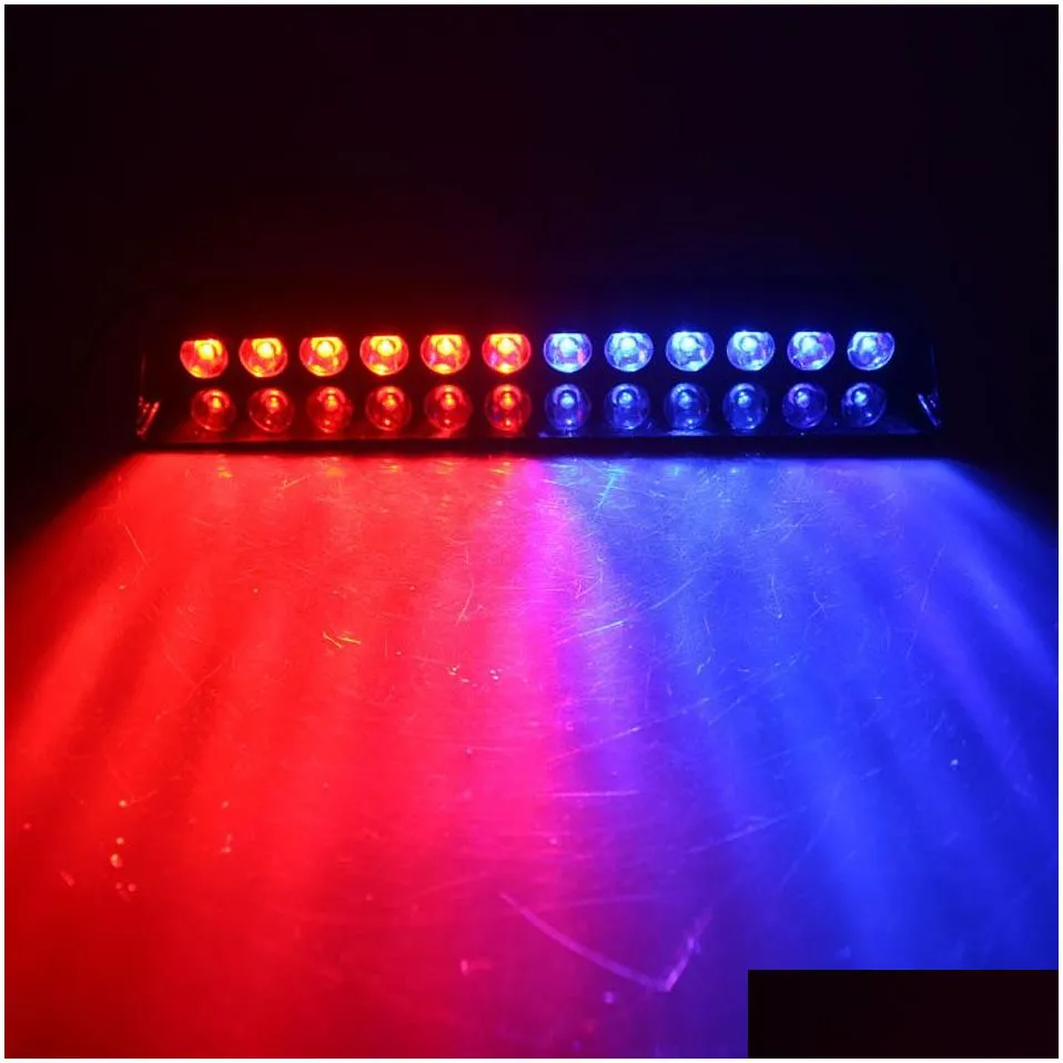 high power 12 led strobe flash warning windscreen car light flashing firemen fog emergency vehicle lights red blue yellow dc12v