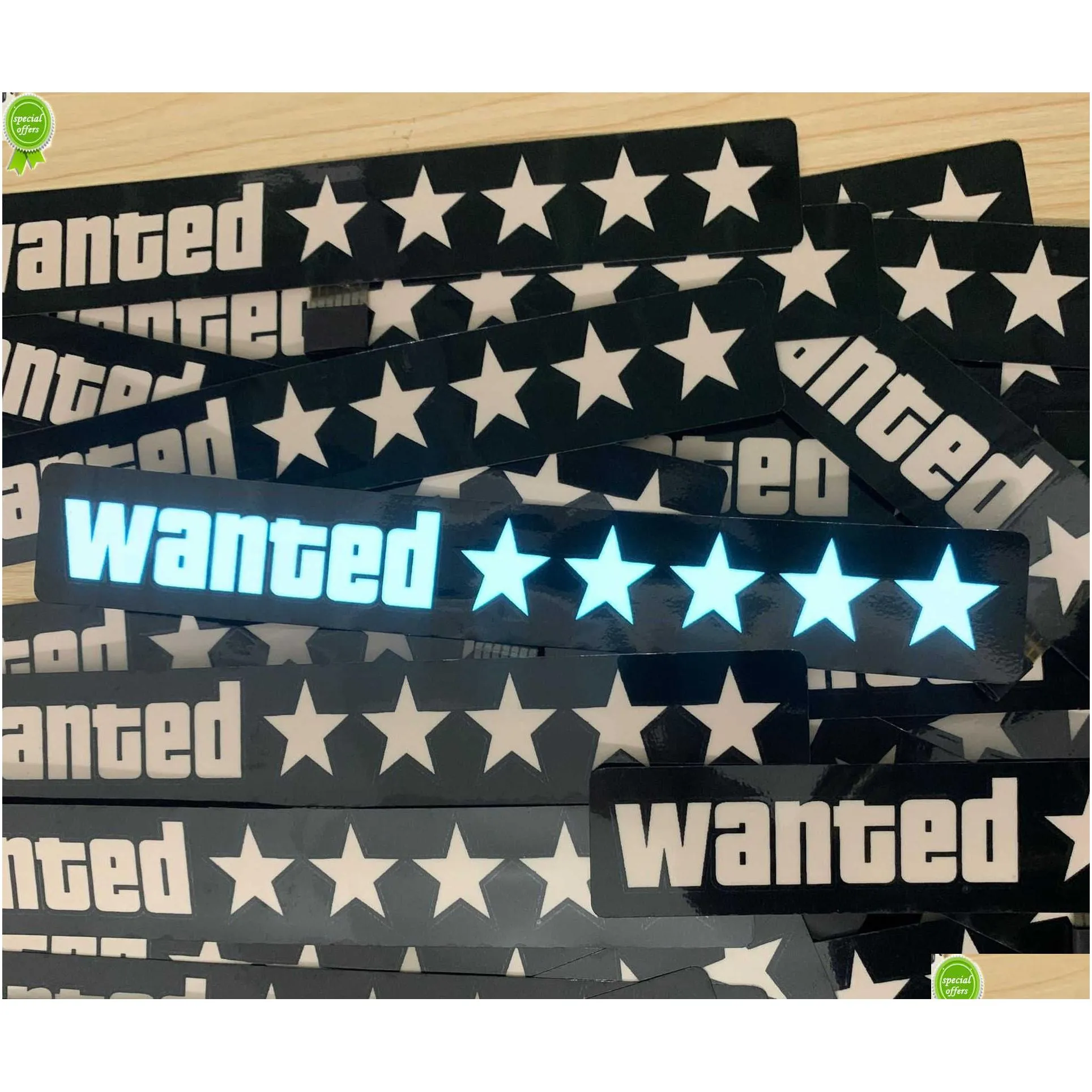  5 stars wanted led light-emitting window sticker windshield sticker decorative car accessories light board without battery
