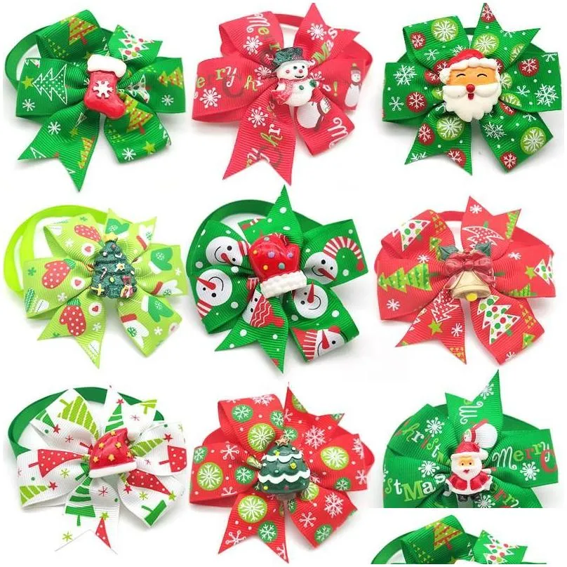 dog apparel 30/50 pc christmas pet grooming product holiday party puppy bow tie necktie supplies accessories bows