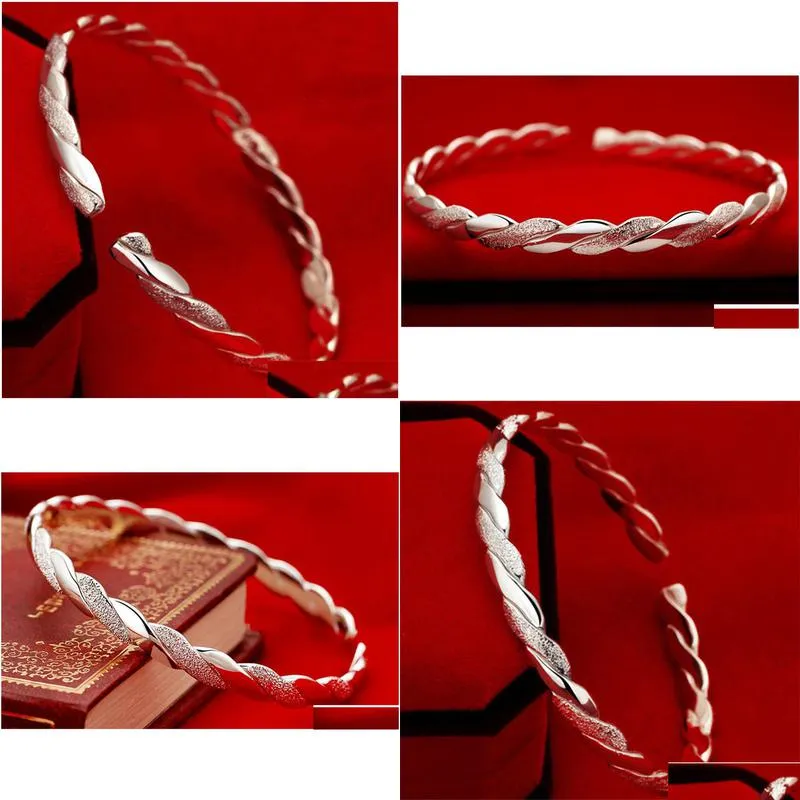 plated silver bracelet bangle cuff women braid open adjustable wristband fashion jewelry will and sandy