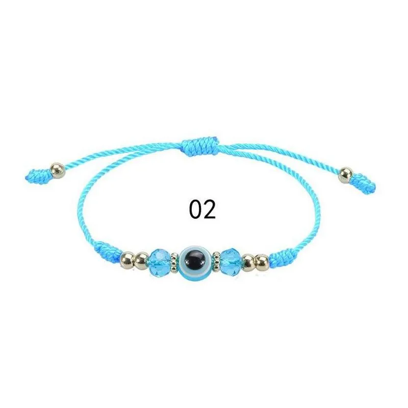 lucky evil blue eye bracelet colorful handmade crystal bead adjustable braided rope bracelet friendship jewelry both for adult and kids 14