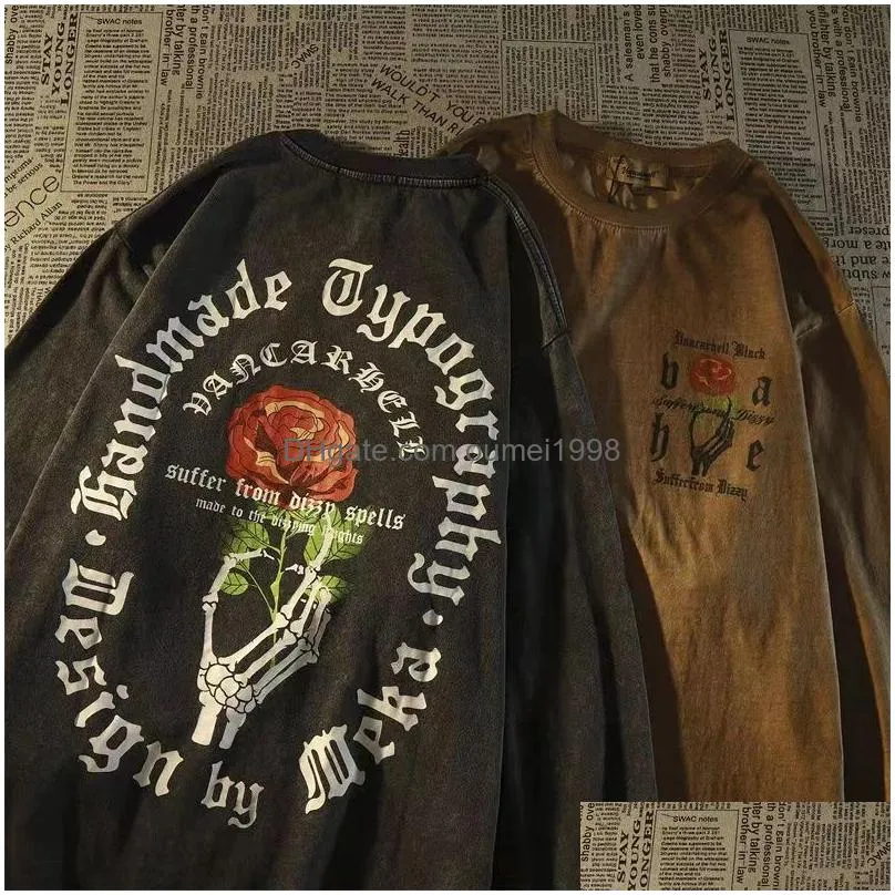 s- 5xl mens designer hoodies sweatshirts loose vintage rose skull men hoody essentials pullover loose long sleeve jumper mens high