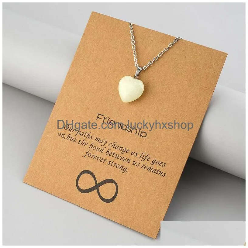 luminous pendant card necklace pentagram love heart shape pendant wholesale