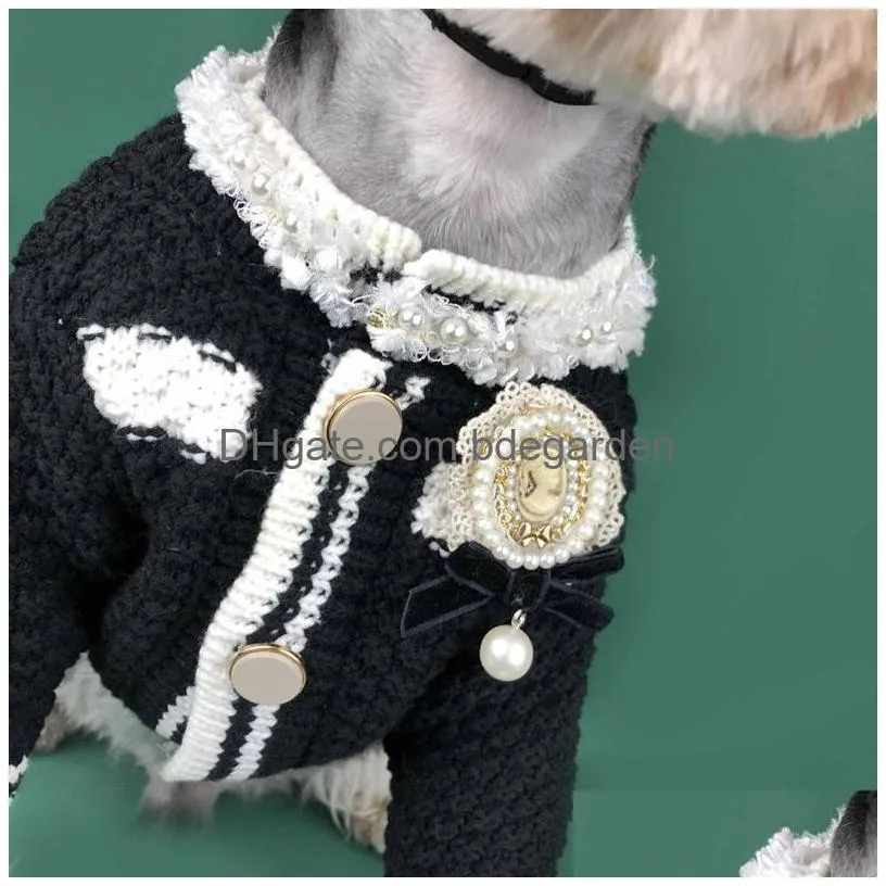 designer dog clothes brands dog apparel spring coats small fragrance pet sweater for cardigan schnauzer bomei teddy corgi pug dogs cat pets clothing black