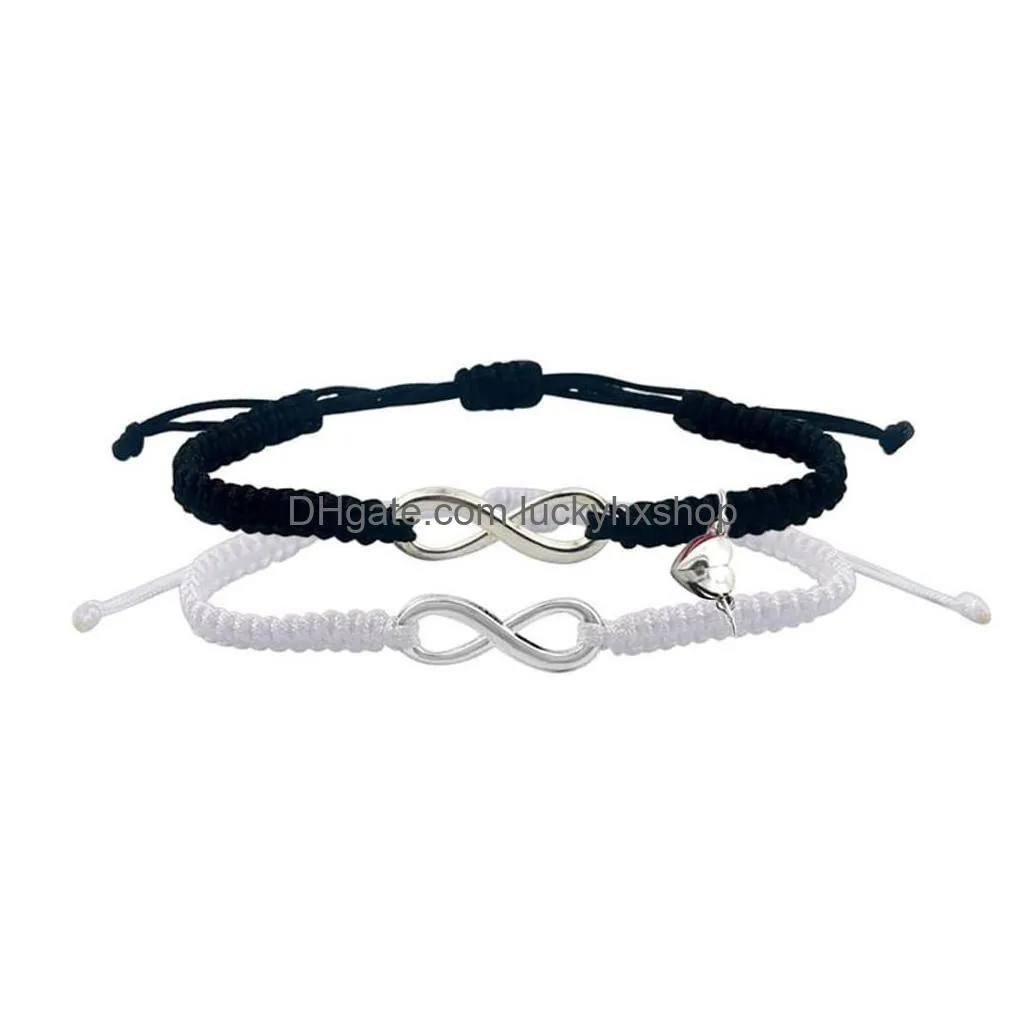 infinity lucky bracelet braided adjustable two-pack love magnetic couple bracelet