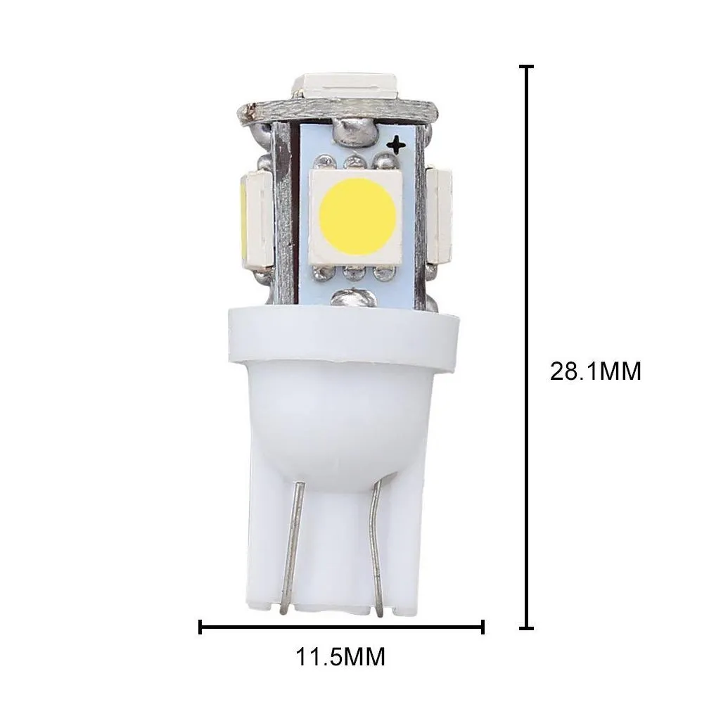 2pcs led car dc 12v lampada light t10 5050 super white 194 168 w5w t10 led parking bulb auto wedge clearance lamp