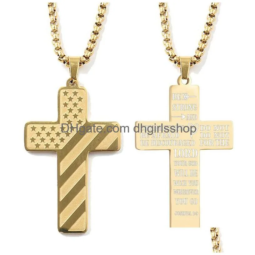 american flag cross pendant necklace mens stainless steel necklace fashion accessories