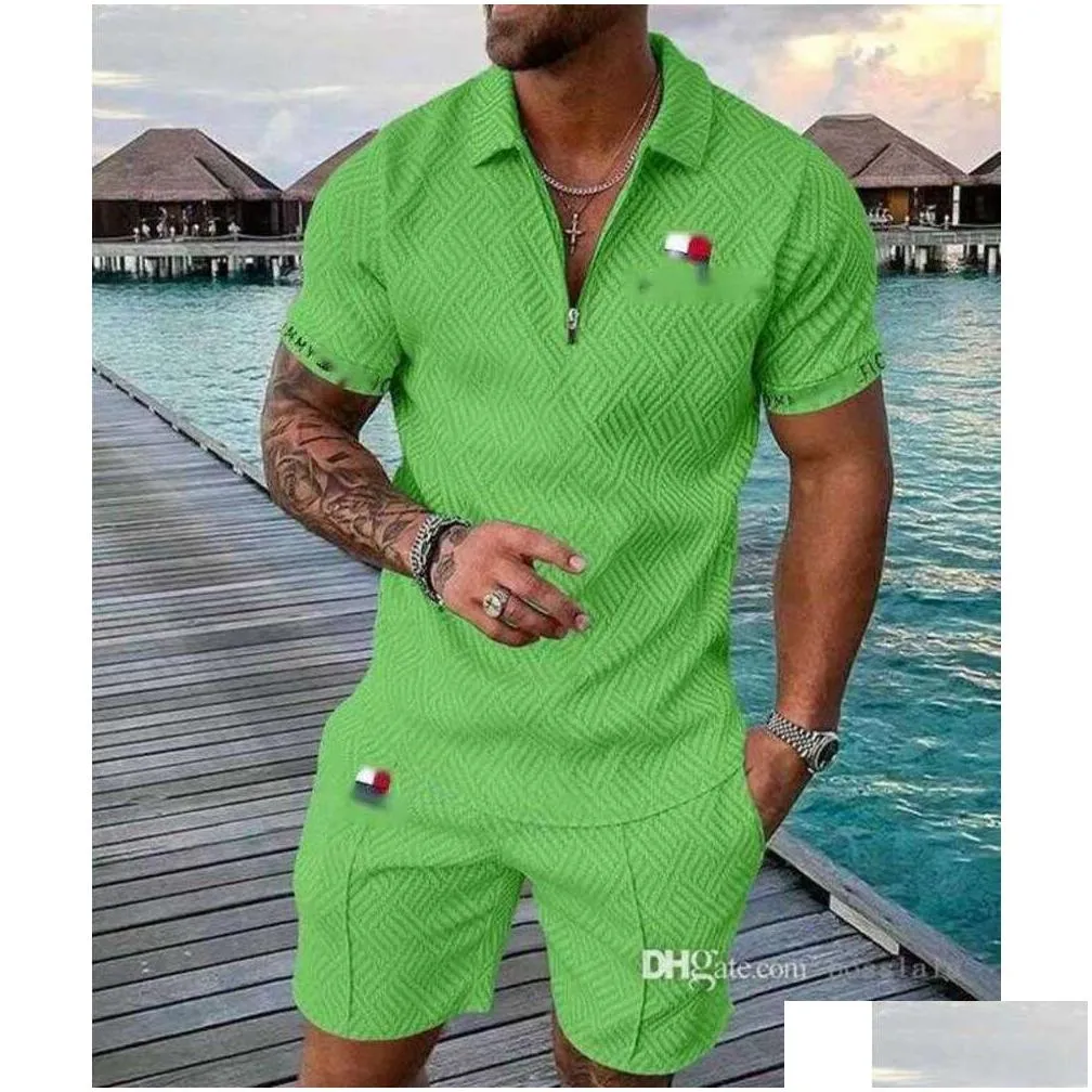 mens designer tracksuits plus size 3xl luxury two piece set 2023 autumn brand printed outfits cotton blend short sleeve polo t-shirt and shorts sports