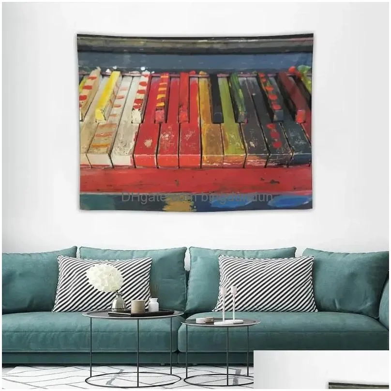 tapestries colorful vintage piano tapestry room aesthetic decor bedroom wall mural hanging