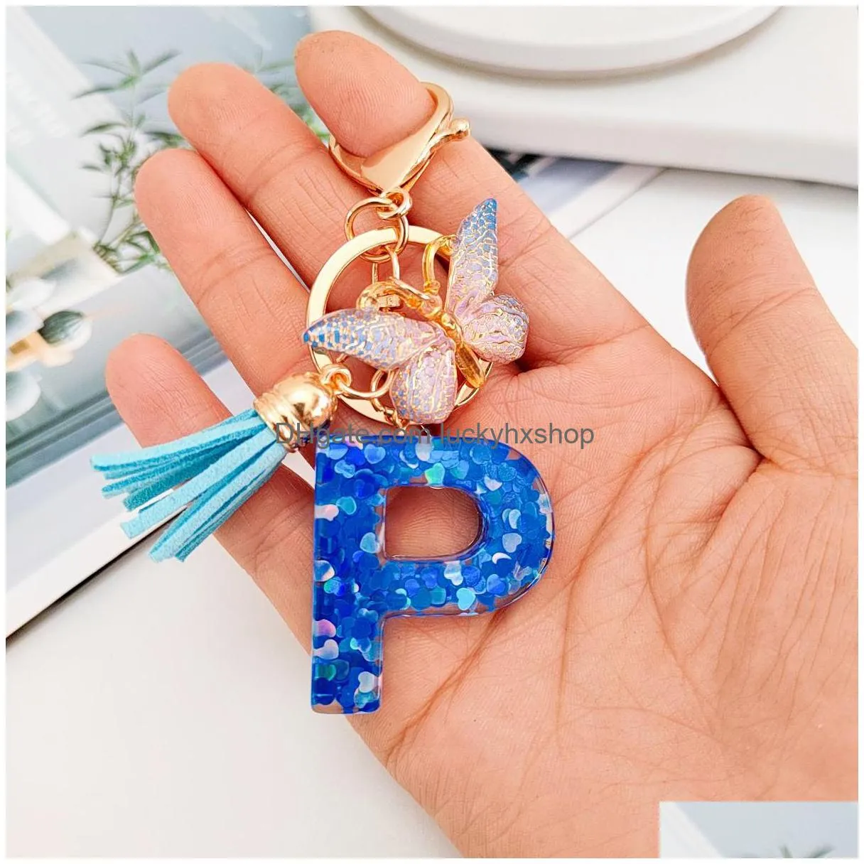 initial letter keychains for girls women cute butterfly heart keychain for backpack school bag