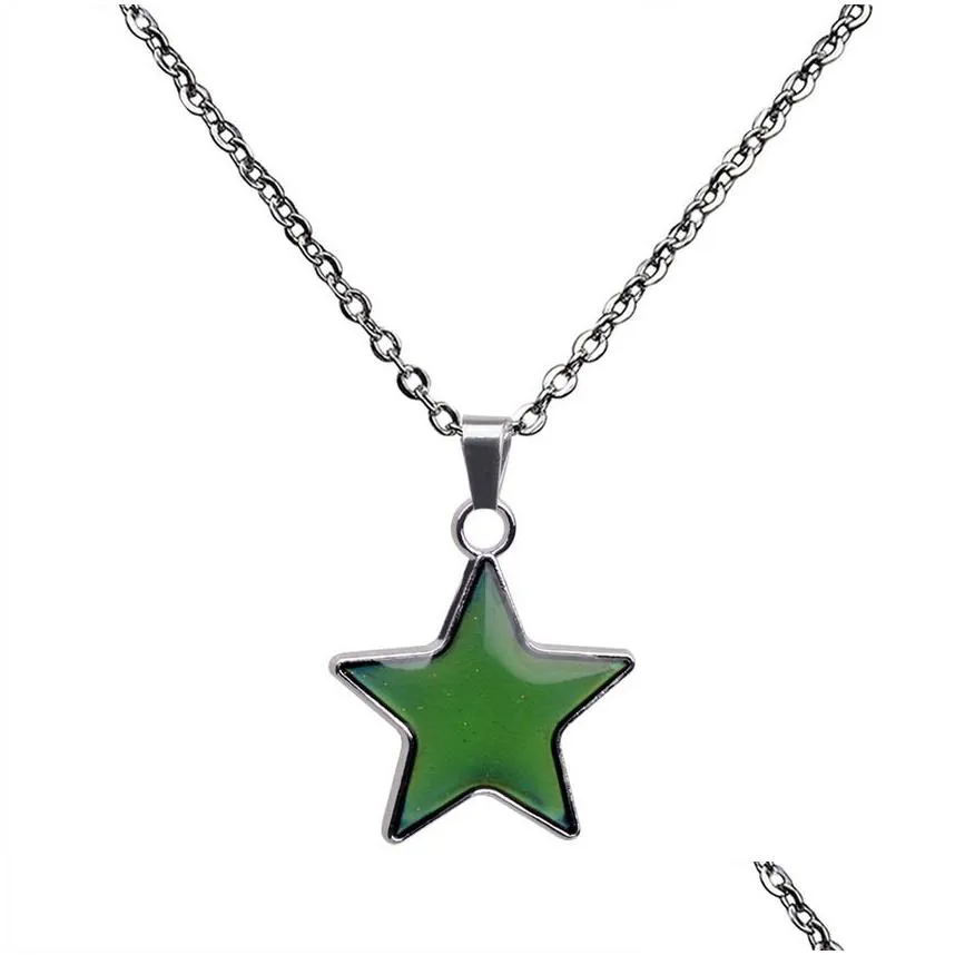 i love you happy star pendant necklace color changing temperature sensing mood necklaces women children fashion jewelry will and sandy