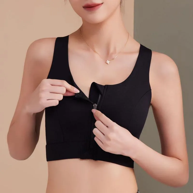 front zipper sports underwear shock-proof high strength integrated fixed cup wearing beauty back fitness yoga vest bra