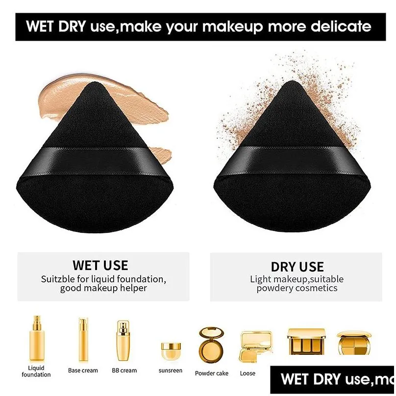 powder puff face soft triangle makeup puff for loose powder mineral powder body powder velour cosmetic foundation blender sponge beauty makeup