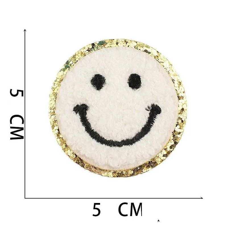 notions self adhesive glitter chenillees colorful smiley lightning embroidered applique for clothing jackets diy phone backpacks hat repair