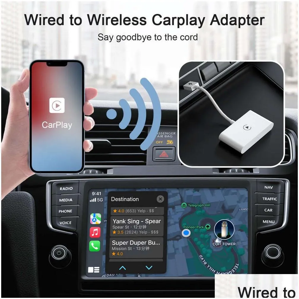  wireless carplay adapter for android/ wired to wireless carplay dongle plug and play usb connection auto car adapter