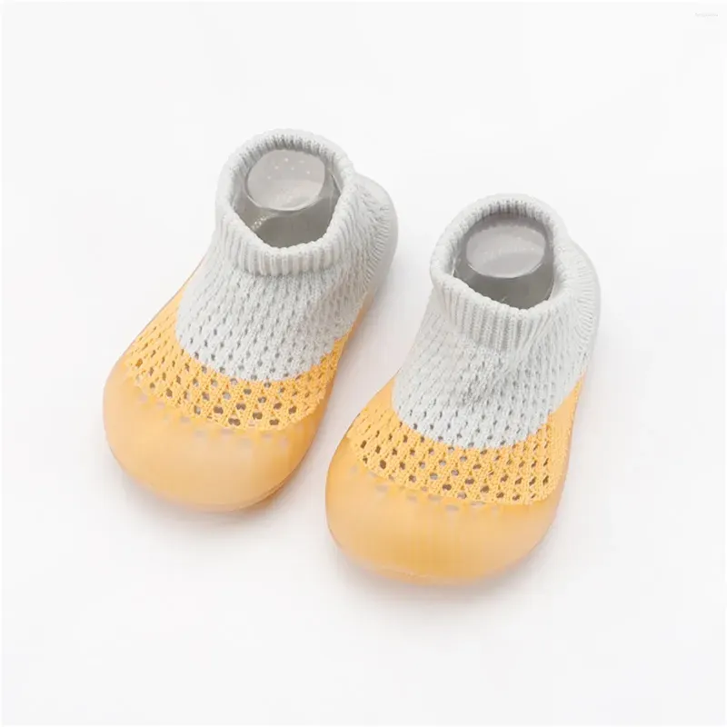 First Walkers Born Baby Sock Shoes Kids Soft Rubber Sole Non-slip Toddler Summer Children Girls Boys Color Matching Prewalker