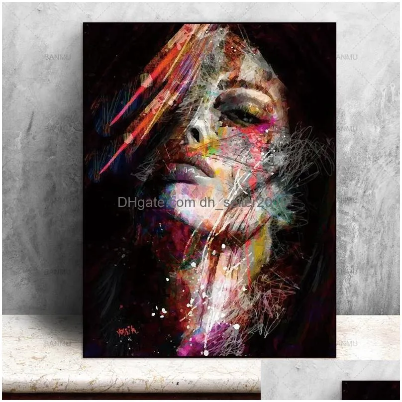 canvas painting wall art pictures prints colorful woman on canvas no frame home decor wall poster decoration for living room1198726