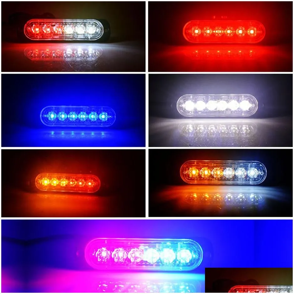 Car Emergency Lights 6 Led Strobe Light Truck Warning 12-24V For Suv Vehicle Motorcycle Drop Delivery Mobiles Motorcycles Lighting A Dho2Z