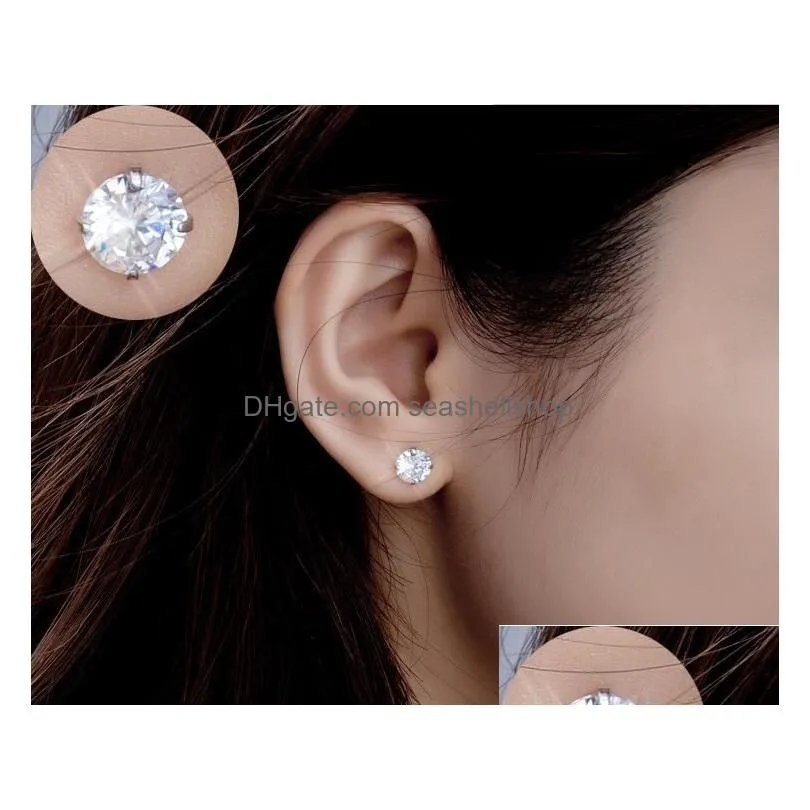 925 sterling silver stud earrings luxury crystal zircon stud earrings for men women elegant noble earring jewelry wholesale